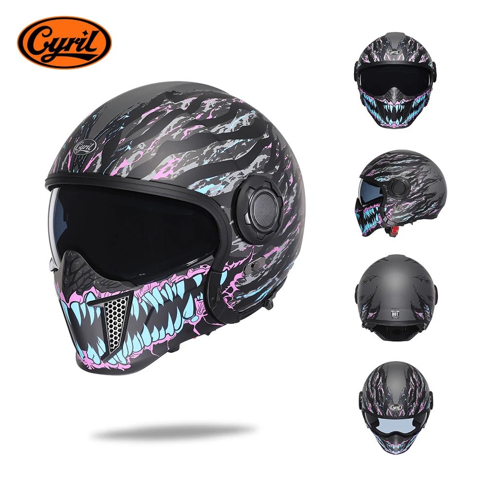 🏍️💥 Casque Moto CYRIL – Full Face & Open Face, Homologué ECE DOT, Casque Modular avec Double Visor - GoDiscount