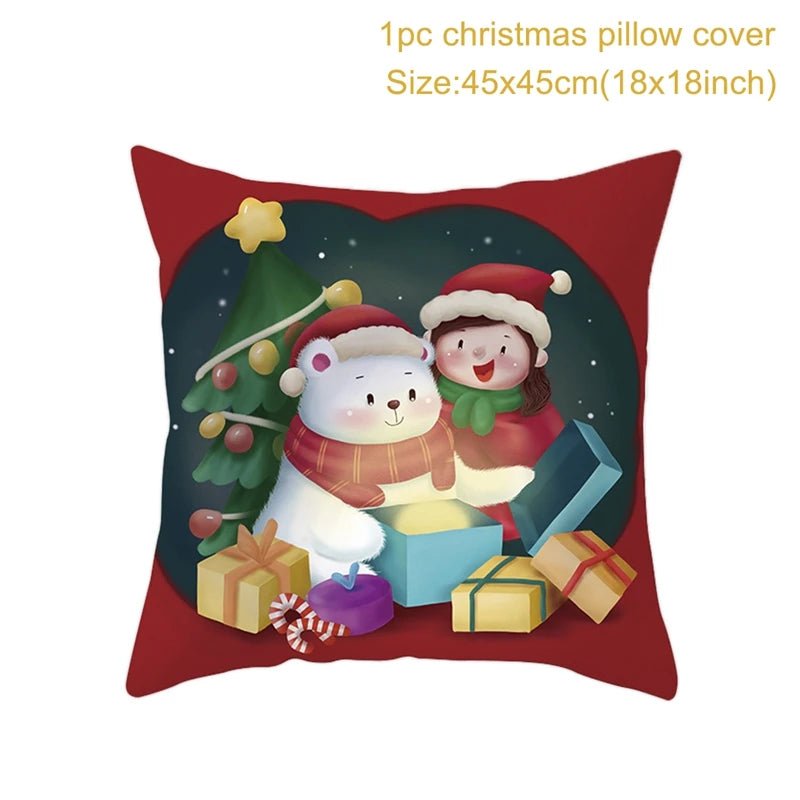 Christmas Cushion Cover Decoration Home Santa Decorations Gift Navidad Happy New Year 2022 - GoDiscount