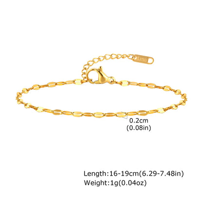 Bracelet Empilable en Acier Inoxydable Non - Tarnish pour Femmes, Chaîne Fine Herringbone Plaqué Or, Bijou Résistant à l'Eau - GoDiscount