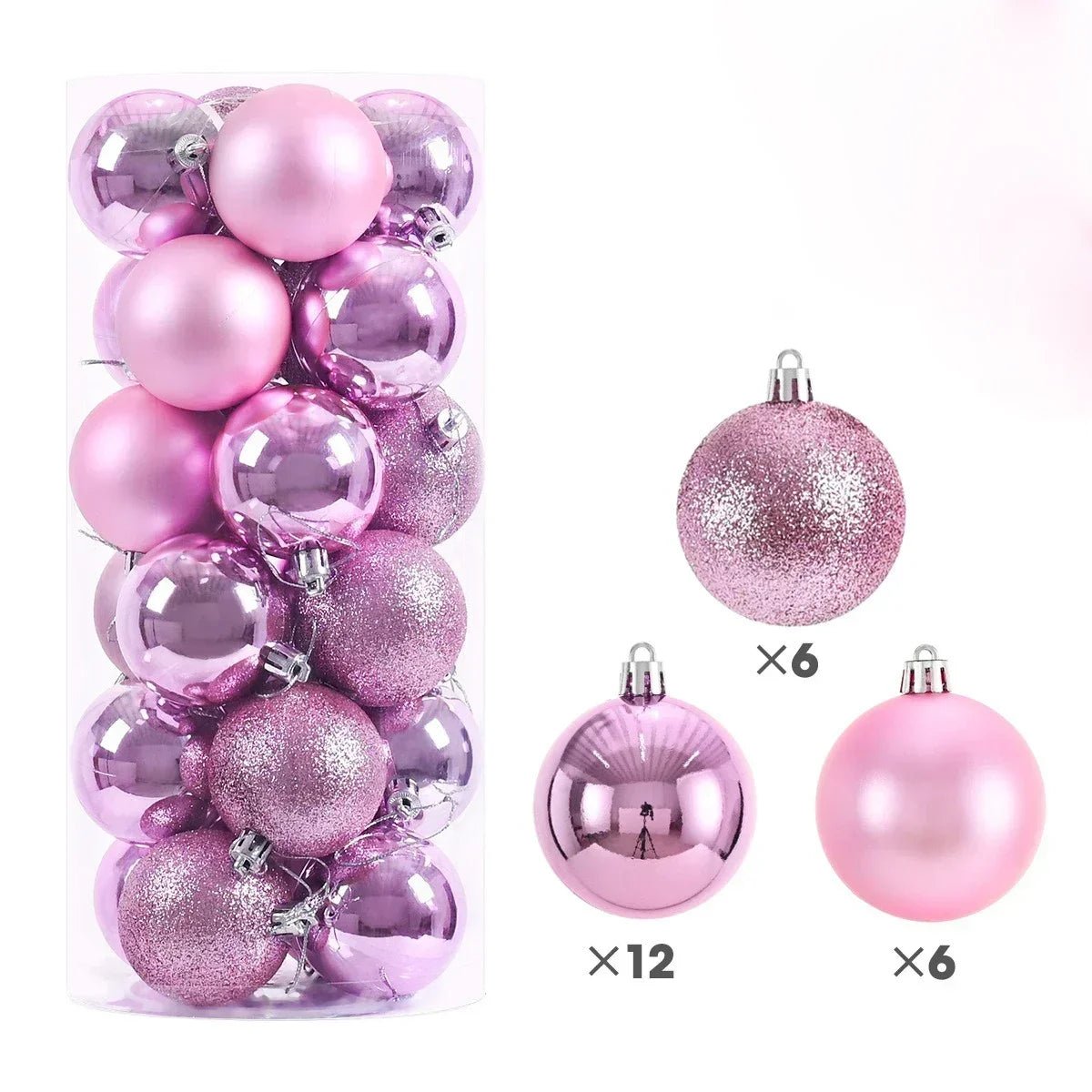 24Pcs 3/4/6CM Christmas Balls Big Ball Christmas Tree Pendant Ornaments for Party Decor 2025 New Year Navidad Gifts Accessory - GoDiscount