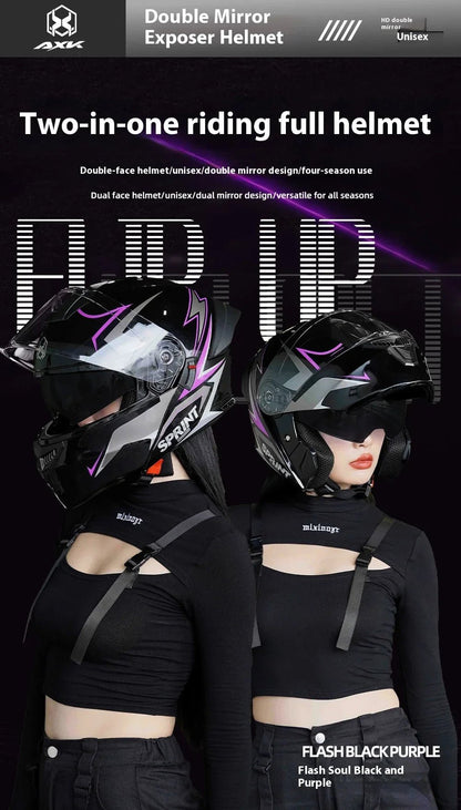 Casque Moto Modulaire Personnalisé – Double Lentille, Casque Intégral pour Homme et Femme, Motocross Racing - GoDiscount