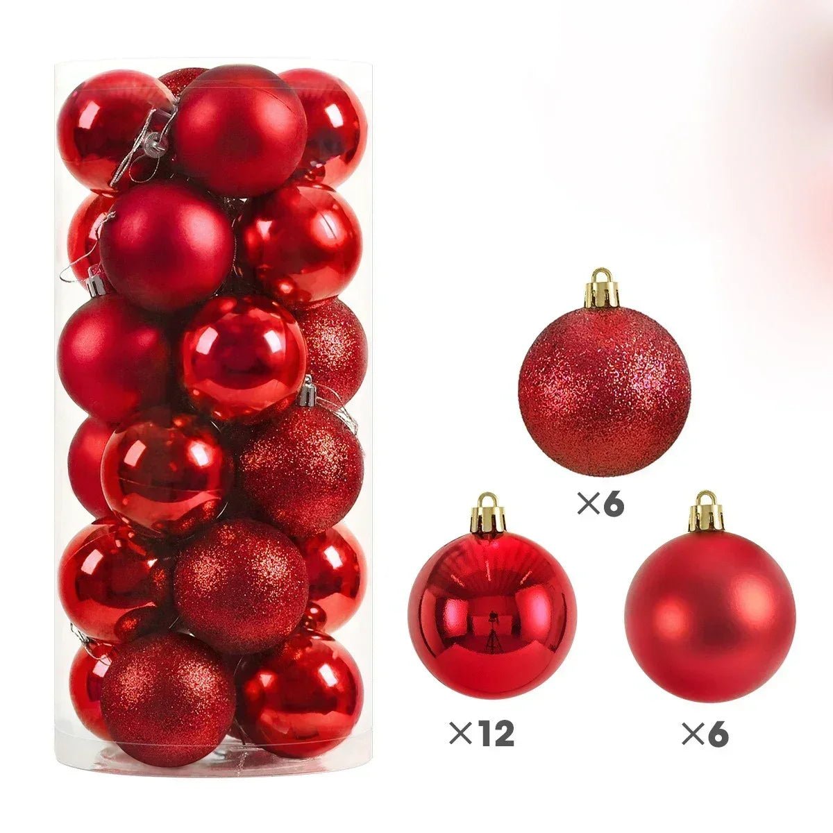 24Pcs 3/4/6CM Christmas Balls Big Ball Christmas Tree Pendant Ornaments for Party Decor 2025 New Year Navidad Gifts Accessory - GoDiscount