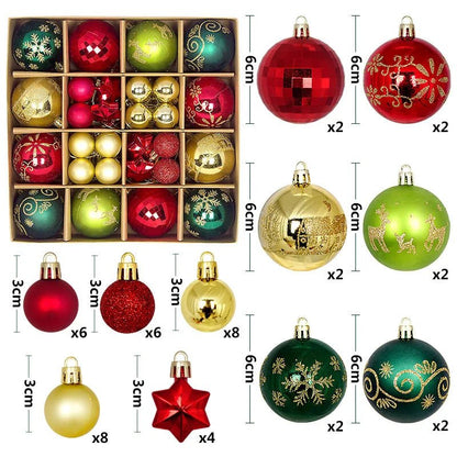 44Pcs 3/6CM Christmas Ball Christmas Tree Decoration Ornaments for Home Decor Halloween New Year Navidad Pendant Ball Accessory - GoDiscount