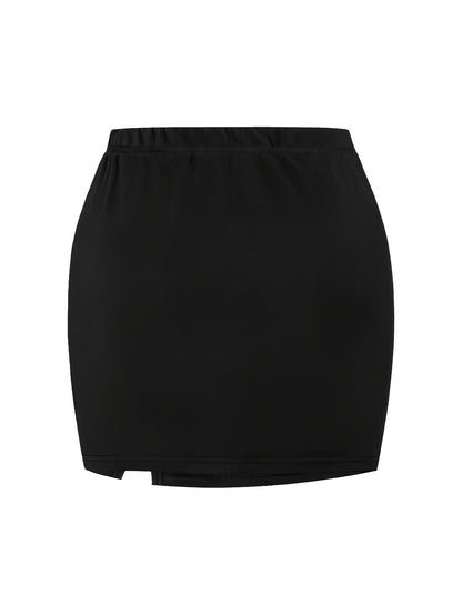 Sexy Women'S Suit, Fashionable And Versatile Solid Color Slit Bodycon Skirt And Thin Strap Camisole Top 2pcs Set, Slim And Sexy Suit, Suitable for Dinner Party Lovers, Off Shoulder Top Xx, Strapless Bra/top, Crop Singlet, Wom - GoDiscount