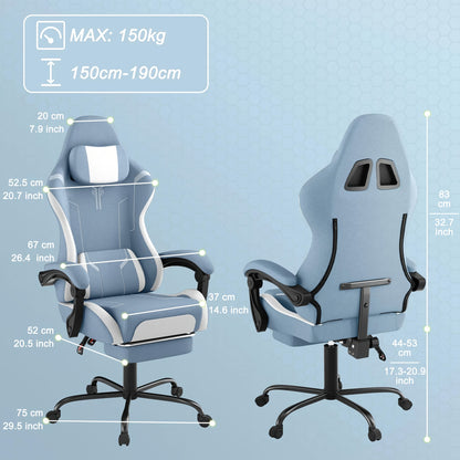 Ergonomic Gaming Chair with Massage Function, Height Adjustable Lumbar & Headrest, 360° Swivel Tilt Back (90° - 155°), Footrest - Heavy - Duty PU Office Computer Chair for, for all - Day - GoDiscount