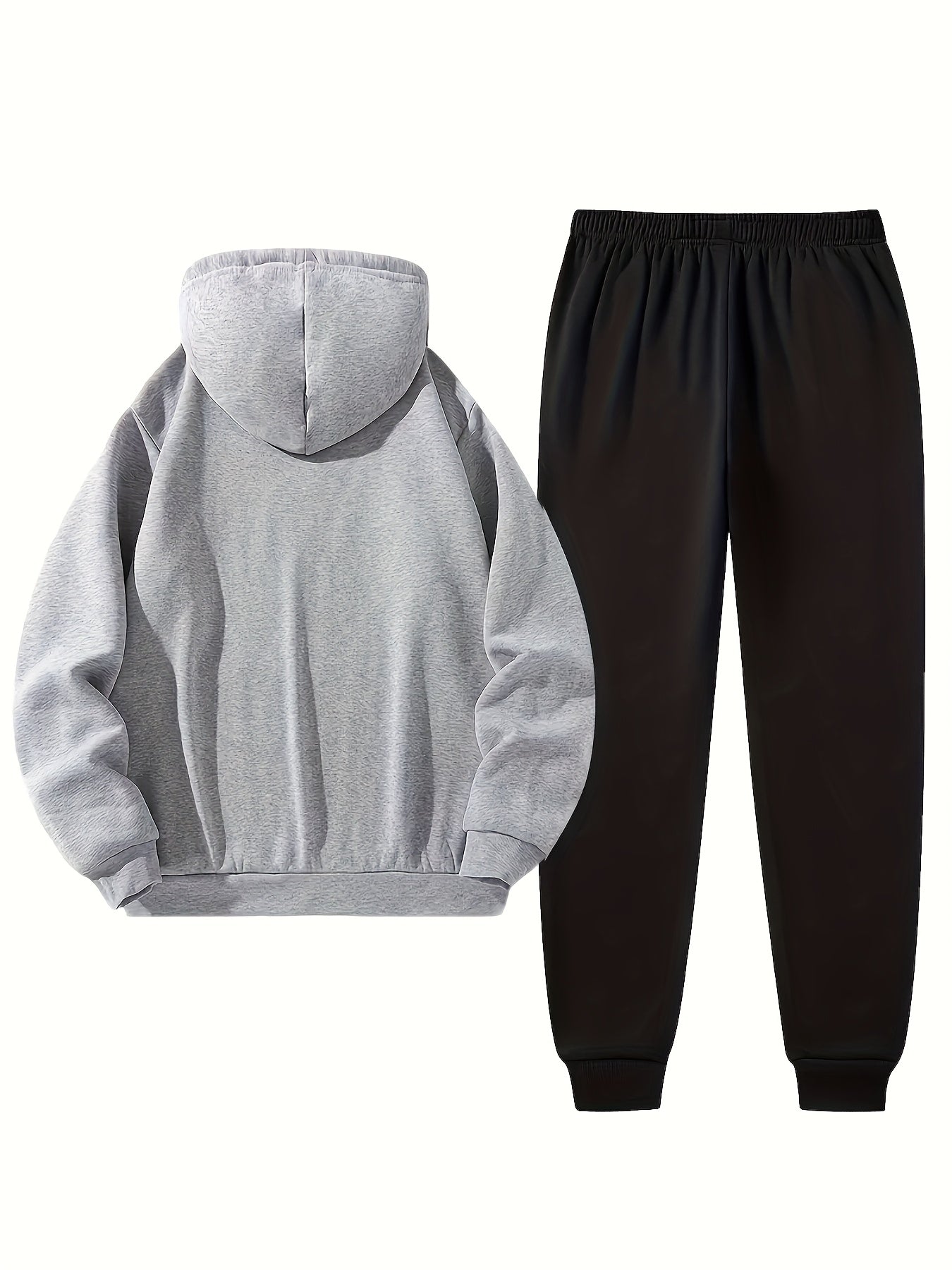 Paris Men'S Casual Fleece - Lined Hoodie and Jogger Set - Stylish Print, Long Sleeve, Kangaroo Pocket, Suitable for Autumn and Winter, Outdoor Sports Warmth, Daily Wear Home Outfit, Perfect For Outdoor - GoDiscount