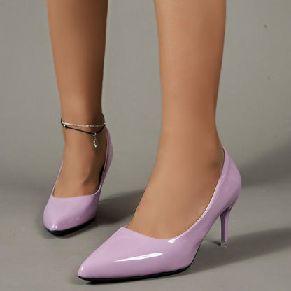 Women's Solid Color Stiletto Heels, Elegant Pointed Toe Work Pumps, Lightweight Dress Pumps - GoDiscount