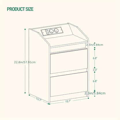 Bedside tables set of 2 with 2 drawers, side table, stylish and versatile, ideal for living room and bedroom - GoDiscount