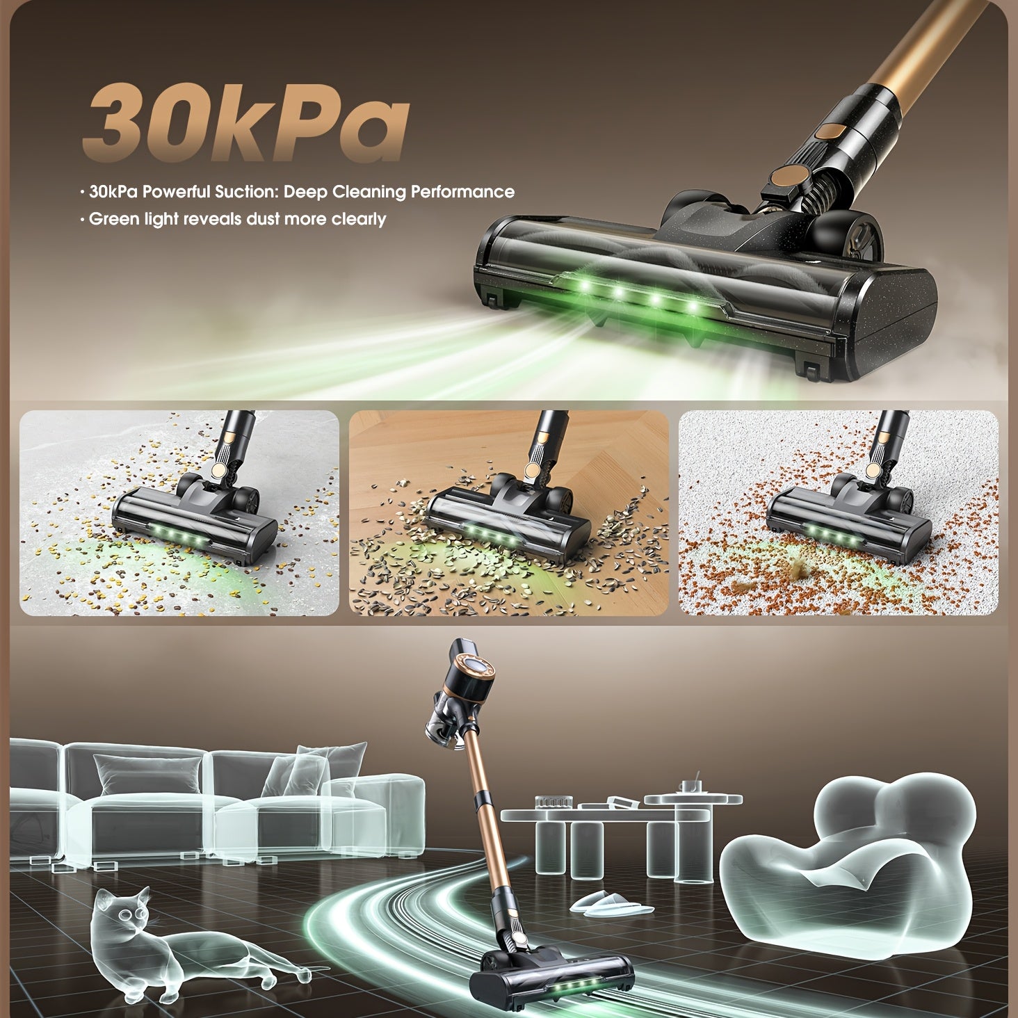 Lubluelu Free - Standing Vacuum Cleaner, 25KPa Powerful Lightweight Cordless 6 In 1 Stick Vacuum Cleaner For Carpet Floor Pet Hair - 202, Christmas&Halloween Gifts - GoDiscount