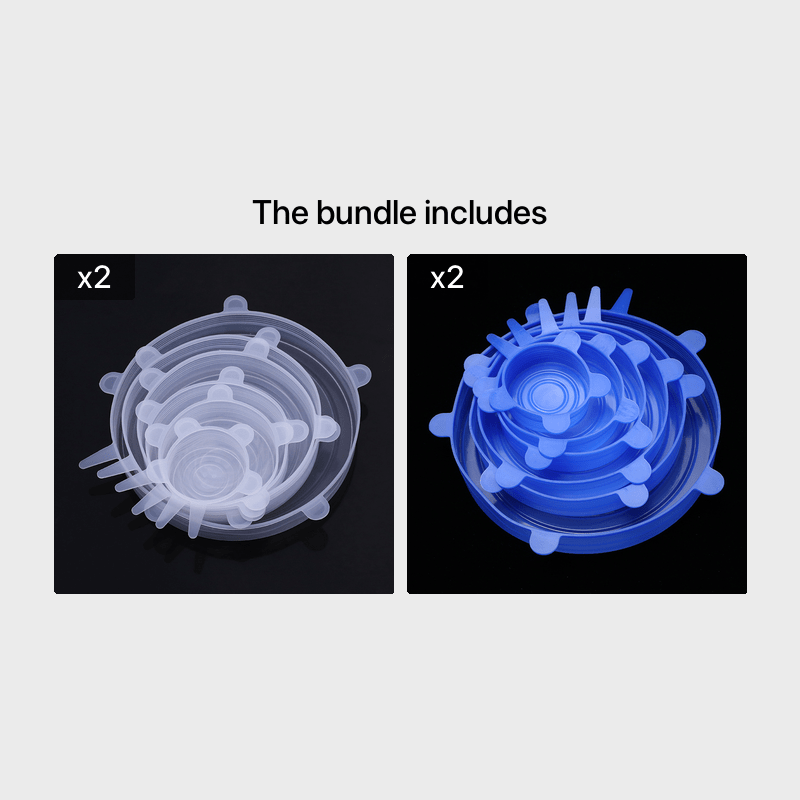 6pcs Silicone Elastic Lids, Reusable Durable Food Storage Covers, Suitable for Bowls, 6 Different Sizes to Fit Most Containers, Dishwasher and Fridge Safe, Container Covers, Meal Prep Storage, Flexible Design, Snug Fit, Foodg - GoDiscount