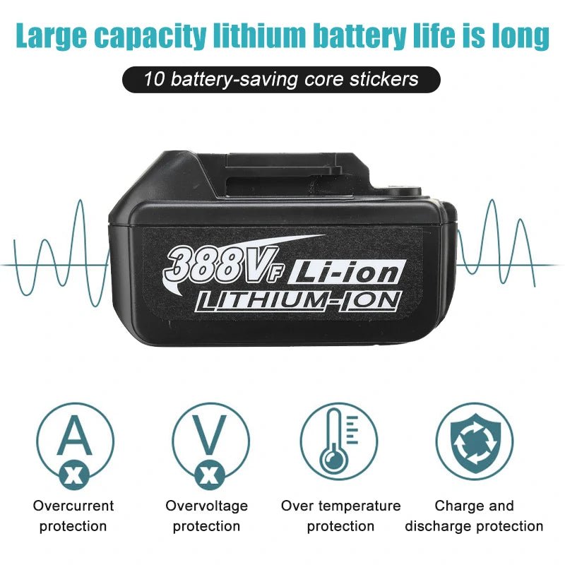 Drillpro Electric Power Tool Set 800N.M Electric Wrench Rotary Hammer 13mm Power Drill 125mm Angle Grinder For Mak 18V - GoDiscount