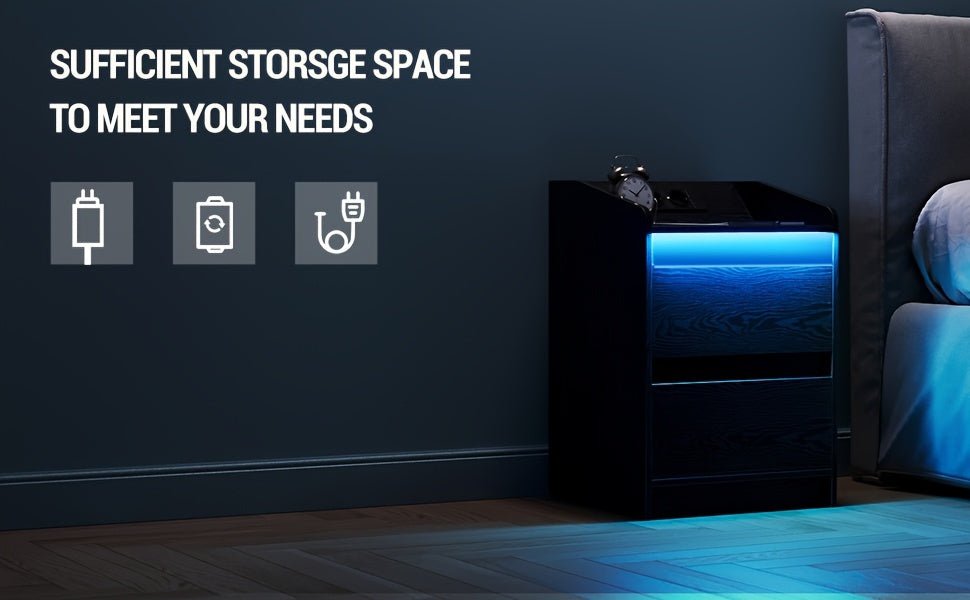 Bedside tables set of 2 with 2 drawers, side table, stylish and versatile, ideal for living room and bedroom - GoDiscount