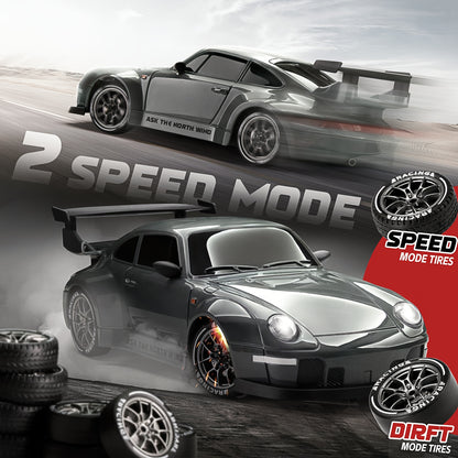 1/24 Scale RC Drift Car with Flashing Lights, 4WD Remote Control Off - Road Racing Car Suitable for Boys & Girls, Birthday/Christmas/Thanksgiving Gift, - Plastic RC Racing Vehicle - GoDiscount