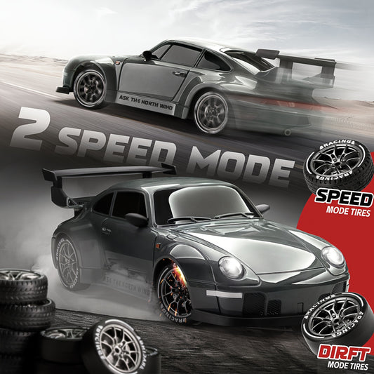 1/24 Scale RC Drift Car with Flashing Lights, 4WD Remote Control Off - Road Racing Car Suitable for Boys & Girls, Birthday/Christmas/Thanksgiving Gift, - Plastic RC Racing Vehicle - GoDiscount