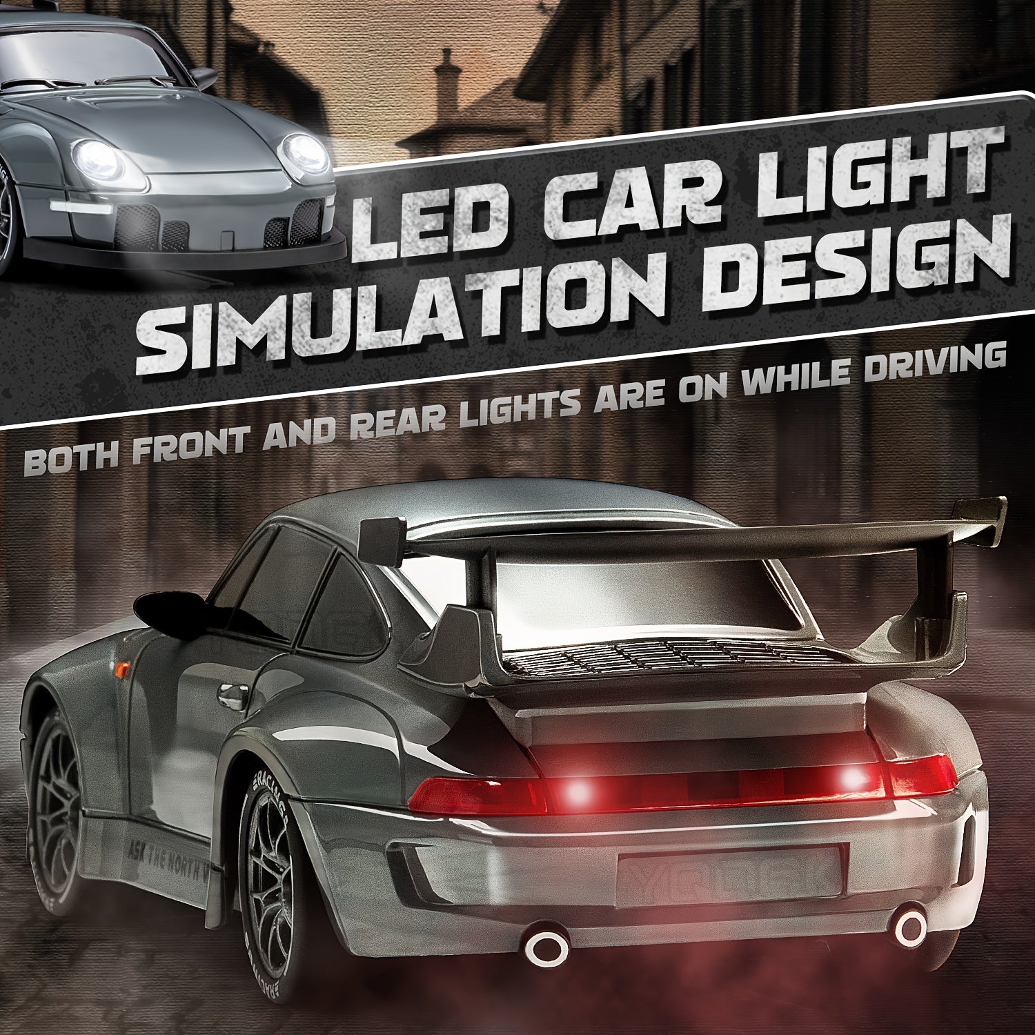 1/24 Scale RC Drift Car with Flashing Lights, 4WD Remote Control Off - Road Racing Car Suitable for Boys & Girls, Birthday/Christmas/Thanksgiving Gift, - Plastic RC Racing Vehicle - GoDiscount