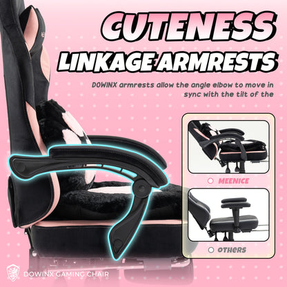 Pink Kawaii Cat Paw Gaming Chair with Cat - Ear Lumbar & Adjustable Footrest - Heavy - Duty 300 Weight Capacity, Ergonomic Office Computer Chair for Women/Girls & Adults, Soft Cushioning, Rocking Mechanism, Handle Adjustment (No - GoDiscount