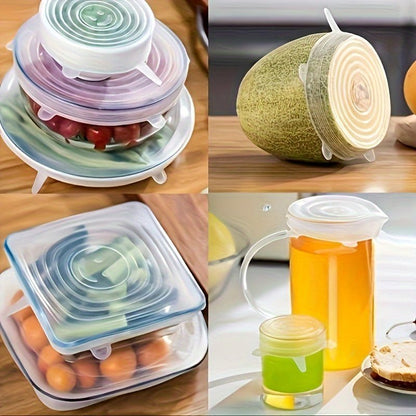 6pcs Silicone Elastic Lids, Reusable Durable Food Storage Covers, Suitable for Bowls, 6 Different Sizes to Fit Most Containers, Dishwasher and Fridge Safe, Container Covers, Meal Prep Storage, Flexible Design, Snug Fit, Foodg - GoDiscount