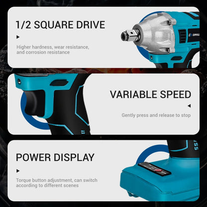 Drillpro Electric Power Tool Set 800N.M Electric Wrench Rotary Hammer 13mm Power Drill 125mm Angle Grinder For Mak 18V - GoDiscount