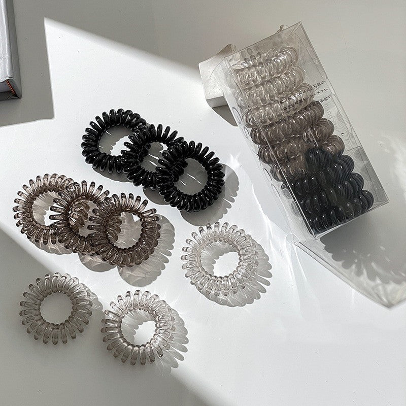 9 Pcs Spiral Hair Ties No Crease, Coil Hair Ties, Phone Cord Hair Ties, Women Ponytail Holder Elastics - GoDiscount