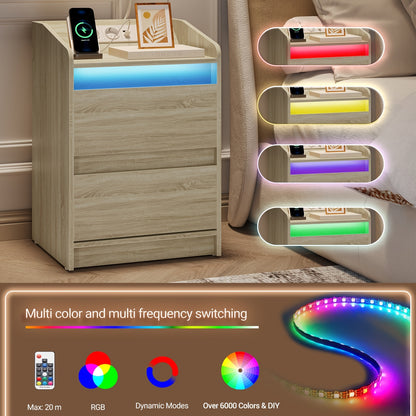 Bedside tables set of 2 with 2 drawers, side table, stylish and versatile, ideal for living room and bedroom - GoDiscount