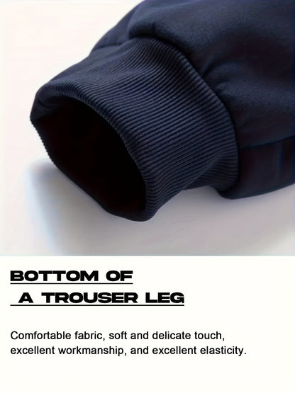 Paris Men'S Casual Fleece - Lined Hoodie and Jogger Set - Stylish Print, Long Sleeve, Kangaroo Pocket, Suitable for Autumn and Winter, Outdoor Sports Warmth, Daily Wear Home Outfit, Perfect For Outdoor - GoDiscount