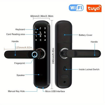 YiToo Smart Door Lock, 5 - in - 1with Fingerprint & Password &key&APP&RFID Card, Smart Fingerprint Door Lock, Aluminum Alloy, Battery - Powered (No Battery Included), Keyless Entry Biometric Lock for Home, Secure Door Lock, Door Lo - GoDiscount