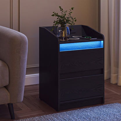 Bedside tables set of 2 with 2 drawers, side table, stylish and versatile, ideal for living room and bedroom - GoDiscount