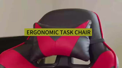 Ergonomic Gaming Chair with Footrest - Heavy - Duty Height - Adjustable Recliner, 360° Swivel & Lumbar Support, Manual Recline Mechanism, Faux - like Texture, Foam Padding & Stainless Steel Frame - PC/Office - GoDiscount