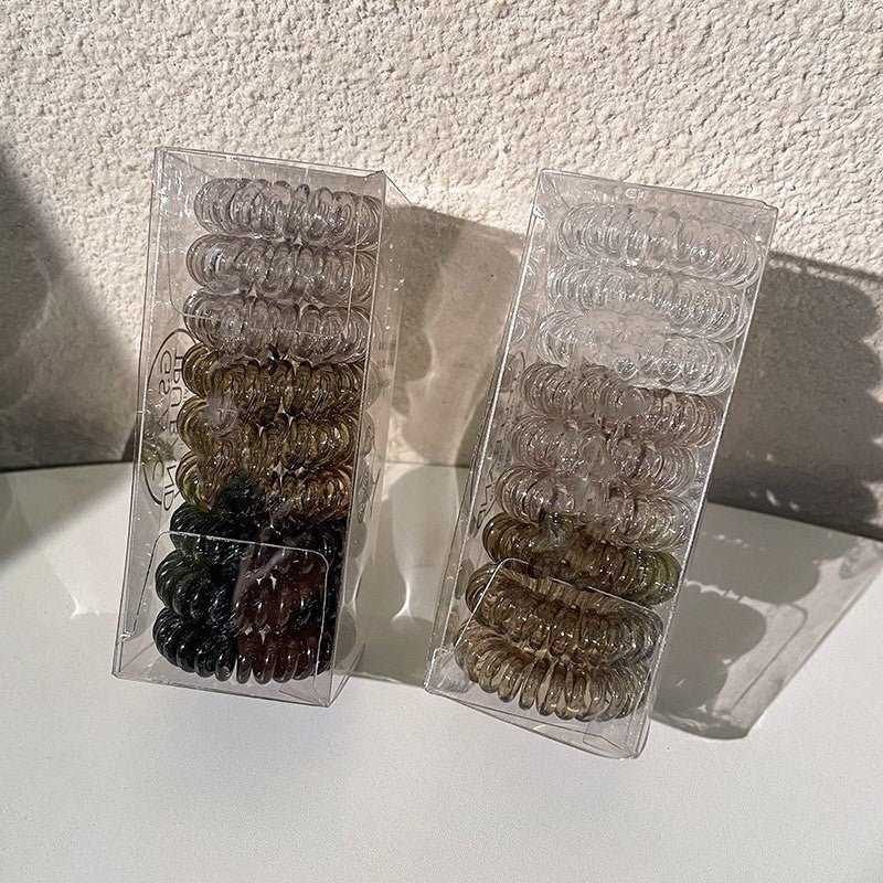 9 Pcs Spiral Hair Ties No Crease, Coil Hair Ties, Phone Cord Hair Ties, Women Ponytail Holder Elastics - GoDiscount