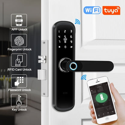 YiToo Smart Door Lock, 5 - in - 1with Fingerprint & Password &key&APP&RFID Card, Smart Fingerprint Door Lock, Aluminum Alloy, Battery - Powered (No Battery Included), Keyless Entry Biometric Lock for Home, Secure Door Lock, Door Lo - GoDiscount