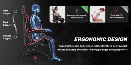 Ergonomic Gaming Chair with Footrest - Heavy - Duty Height - Adjustable Recliner, 360° Swivel & Lumbar Support, Manual Recline Mechanism, Faux - like Texture, Foam Padding & Stainless Steel Frame - PC/Office - GoDiscount