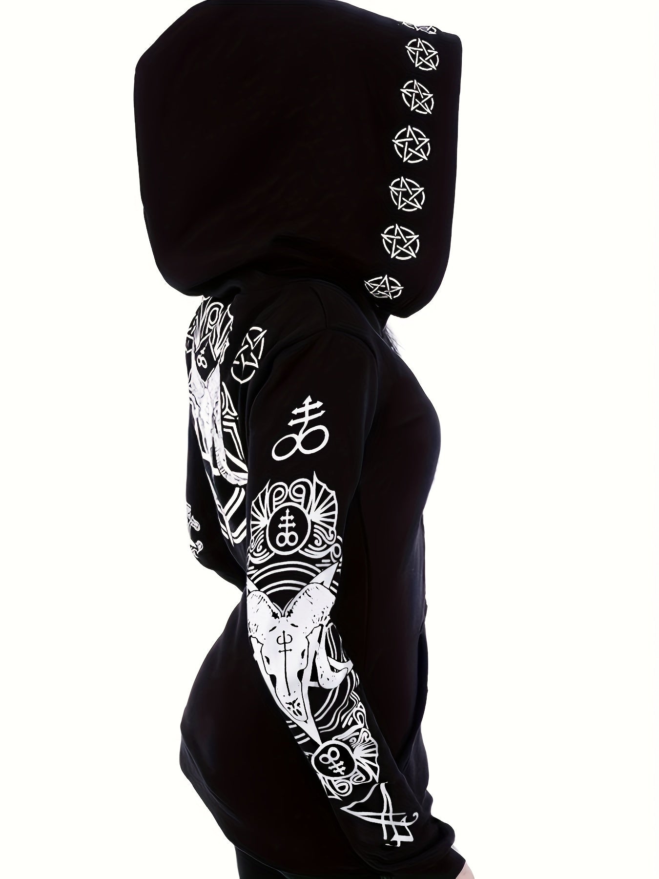 Sweat zippé femme style punk – Imprimé géométrique tendance