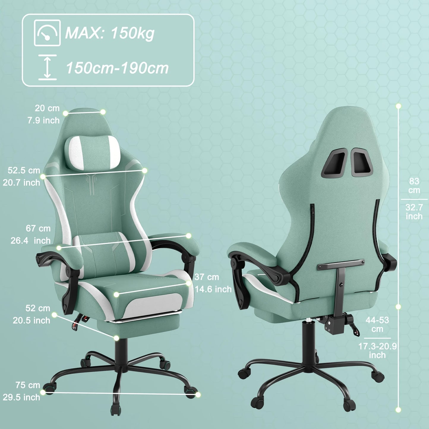 Ergonomic Gaming Chair with Massage Function, Height Adjustable Lumbar & Headrest, 360° Swivel Tilt Back (90° - 155°), Footrest - Heavy - Duty PU Office Computer Chair for, for all - Day - GoDiscount