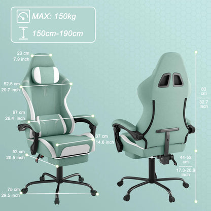 Ergonomic Gaming Chair with Massage Function, Height Adjustable Lumbar & Headrest, 360° Swivel Tilt Back (90° - 155°), Footrest - Heavy - Duty PU Office Computer Chair for, for all - Day - GoDiscount