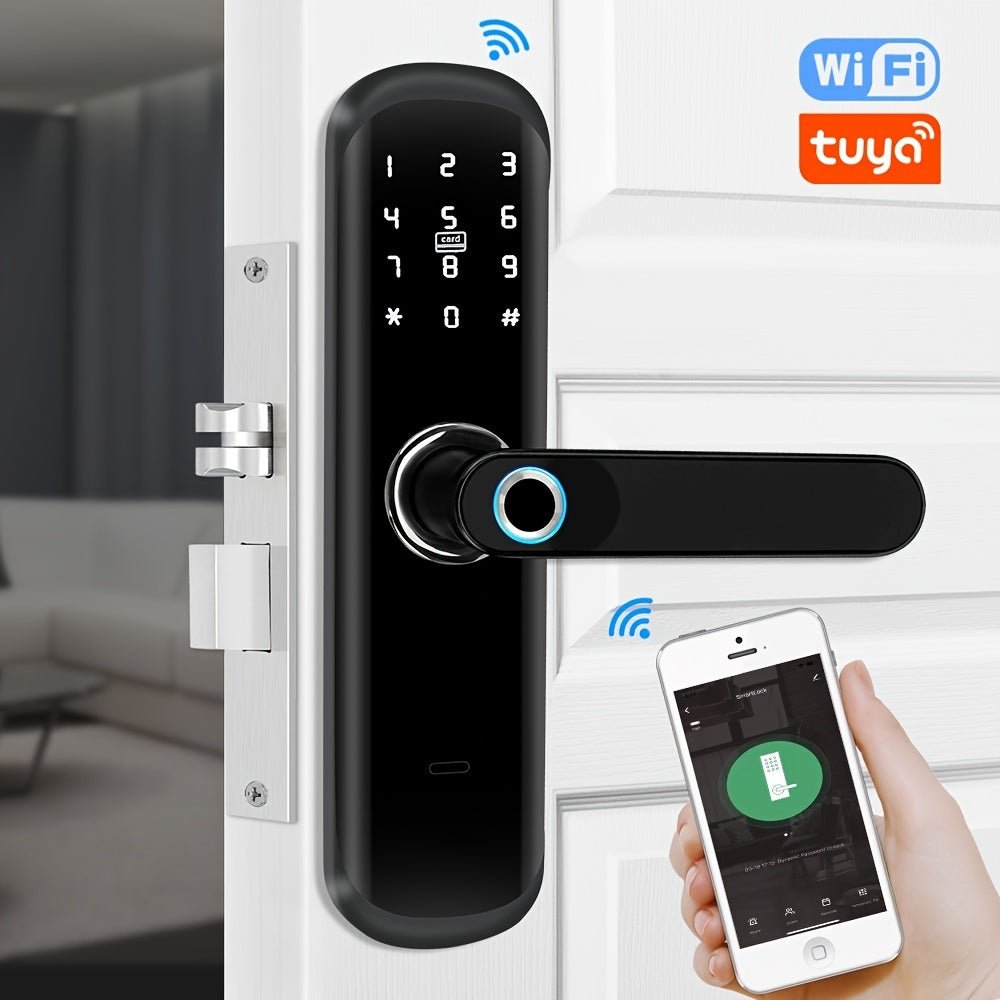YiToo Smart Door Lock, 5 - in - 1with Fingerprint & Password &key&APP&RFID Card, Smart Fingerprint Door Lock, Aluminum Alloy, Battery - Powered (No Battery Included), Keyless Entry Biometric Lock for Home, Secure Door Lock, Door Lo - GoDiscount