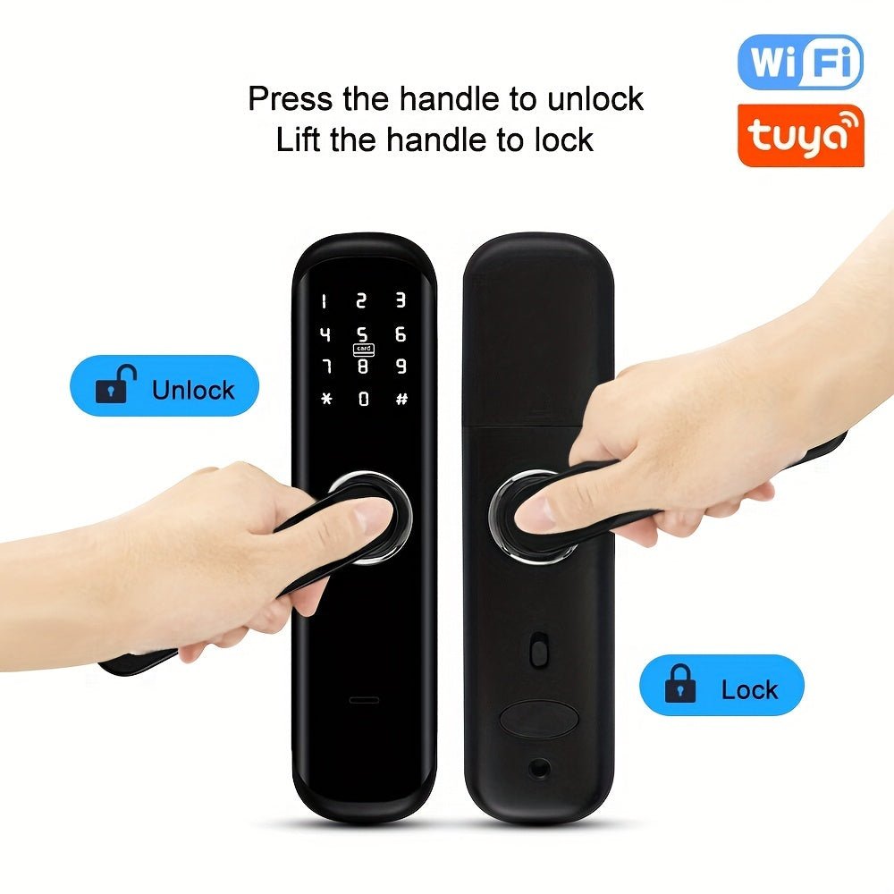YiToo Smart Door Lock, 5 - in - 1with Fingerprint & Password &key&APP&RFID Card, Smart Fingerprint Door Lock, Aluminum Alloy, Battery - Powered (No Battery Included), Keyless Entry Biometric Lock for Home, Secure Door Lock, Door Lo - GoDiscount