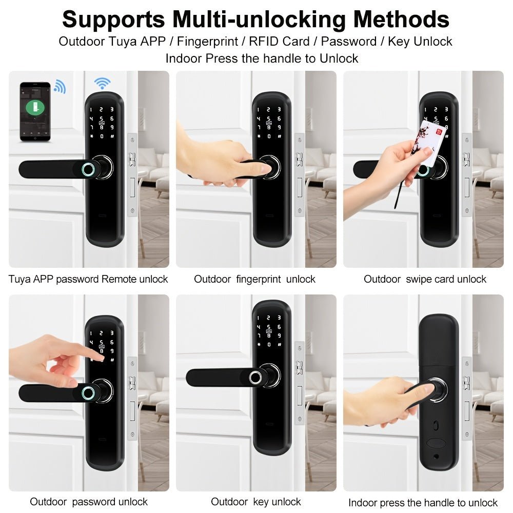 YiToo Smart Door Lock, 5 - in - 1with Fingerprint & Password &key&APP&RFID Card, Smart Fingerprint Door Lock, Aluminum Alloy, Battery - Powered (No Battery Included), Keyless Entry Biometric Lock for Home, Secure Door Lock, Door Lo - GoDiscount