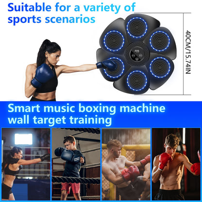 Smart Music Boxing Machine, LED Electronic Music Boxing Machine with 2 Boxing Gloves, 18 Speeds, 9 Adjustable Modes, Wall - Mounted Boxing Machine Target, Automatic Counting, Christmas Gift for Adults and Children Exercise - GoDiscount