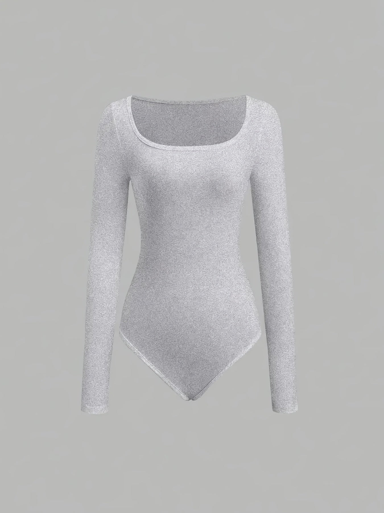 Women'S Slim - Fit Square Neck Long Sleeve Solid Color 3pcs Set - Casual Style, Regular Sleeve, All - Season Wear, No Belt, Chest Pad, Regular Length, Solid Color, Versatile Outfit|Slim Fit Bodysuit| Fabric - GoDiscount