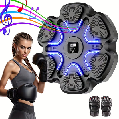 Music Boxing Machine with Boxing Gloves, Boxing Machine Wall Mounted Music, Smart Boxing Equipment, Boxing Music Workout Machine, 9 Modes Speeds - GoDiscount