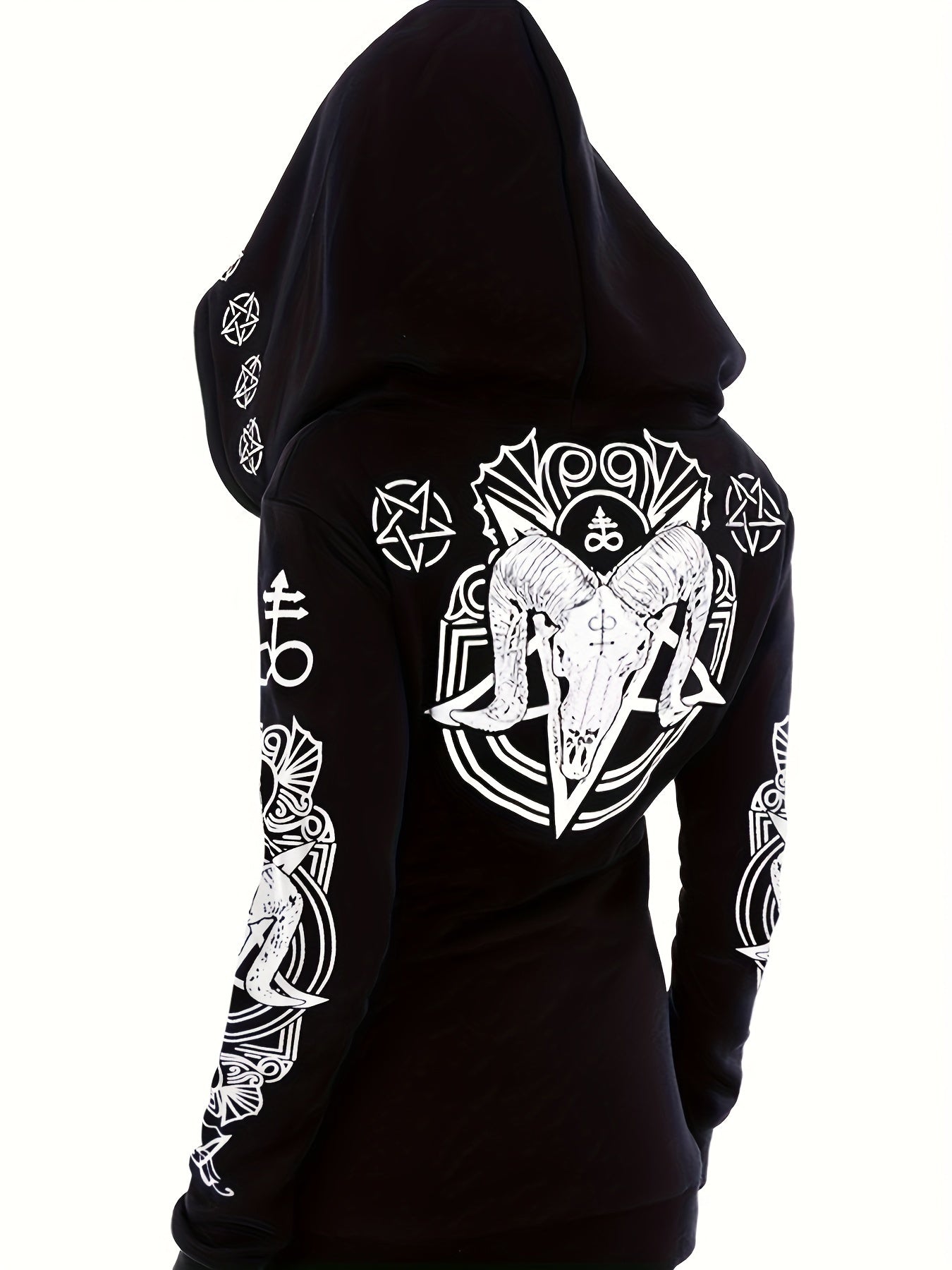 Sweat zippé femme style punk – Imprimé géométrique tendance