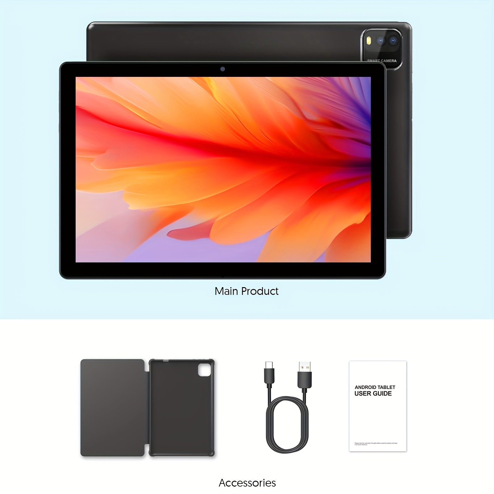 10 Inch Android 15 Tablet, 12 (3+9) GB RAM, 64GB ROM, Quad Core Processor, 2.0MP+8.0MP Camera, 6000mAh, High Cost Performance, Suitable For Daily Use, Study And Office. Multiple Combinations (tablet/tablet+leather Case/tablet - GoDiscount