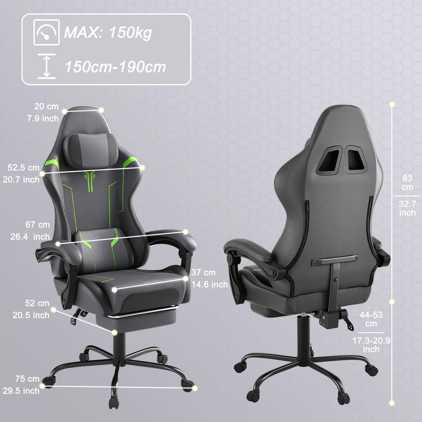Ergonomic Gaming Chair with Massage Function, Height Adjustable Lumbar & Headrest, 360° Swivel Tilt Back (90° - 155°), Footrest - Heavy - Duty PU Office Computer Chair for, for all - Day - GoDiscount