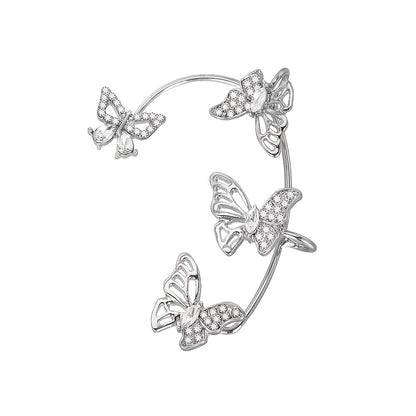 Women'S Elegant Butterfly Ear Cuffs - No - Piercing Ear Hooks, Synthetic Gemstone Accents, Everyday & Formal Jewelry for Parties, Weddings, Everyday Outfits - Non - Piercing Ear Clips for Sensitive Light Beige, Party Accessories, - GoDiscount